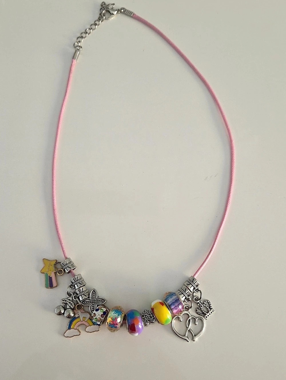Charm Necklace in Pink & Silver Like New